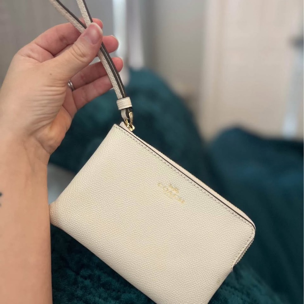 Coach Cream Clutch Structured Leather